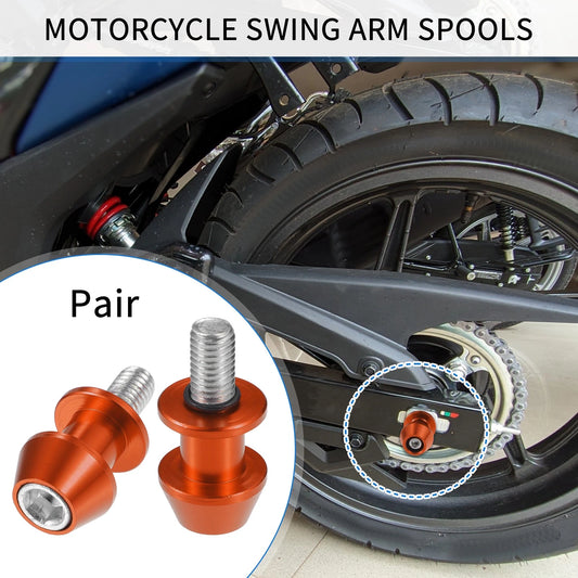 1 Pair Swingarm Spools 10mm CNC Swing Arm Sliders Stand Orange for Motorbike