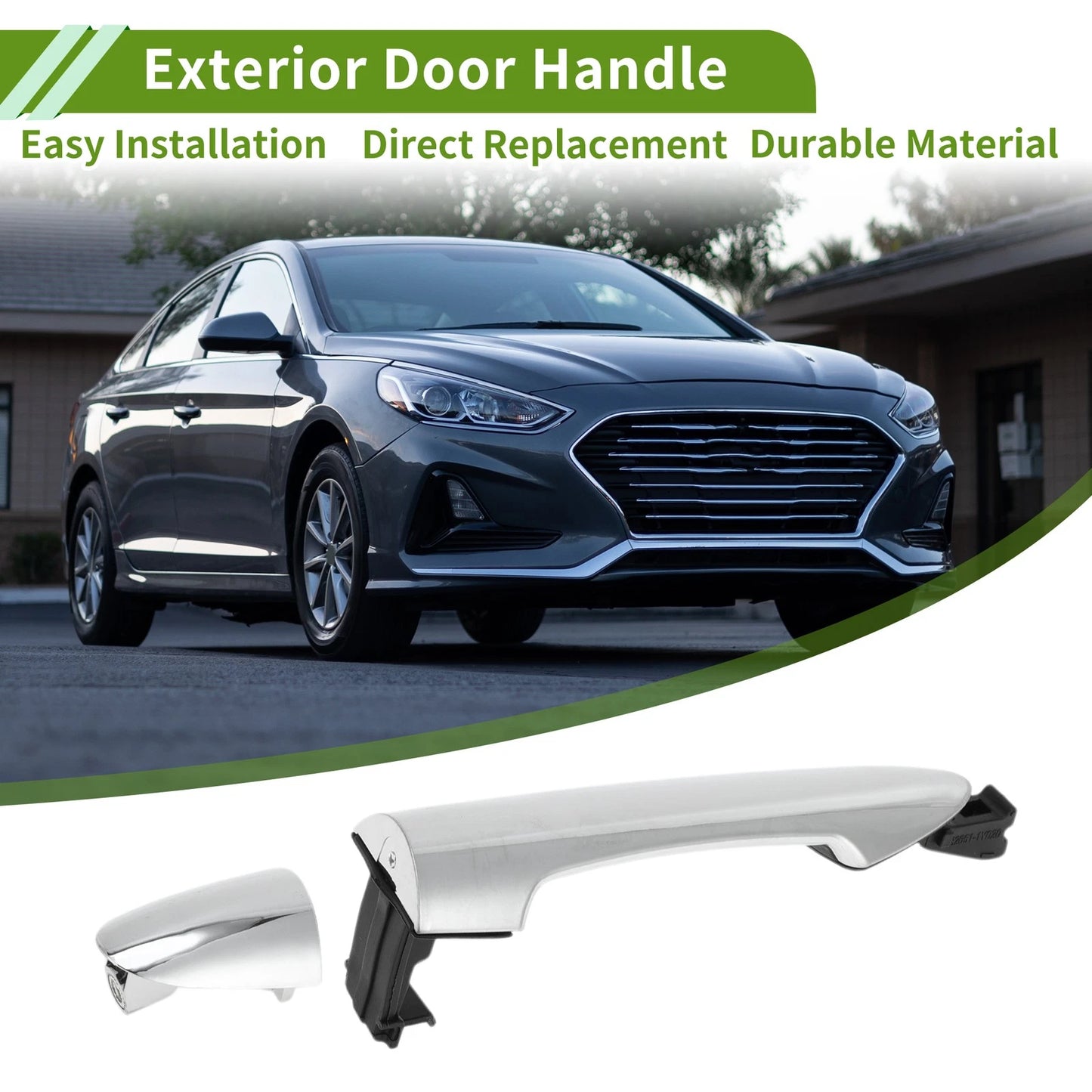 Silver Tone Rear Left Exterior Door Handle for Hyundai Kia Picanto (2011-2016)