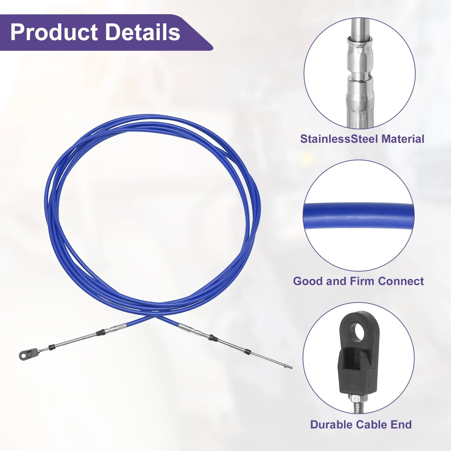 Cable / 700cm 24FT 33C/3300 / Throttle Shift Control Cable Blue for Yamaha
