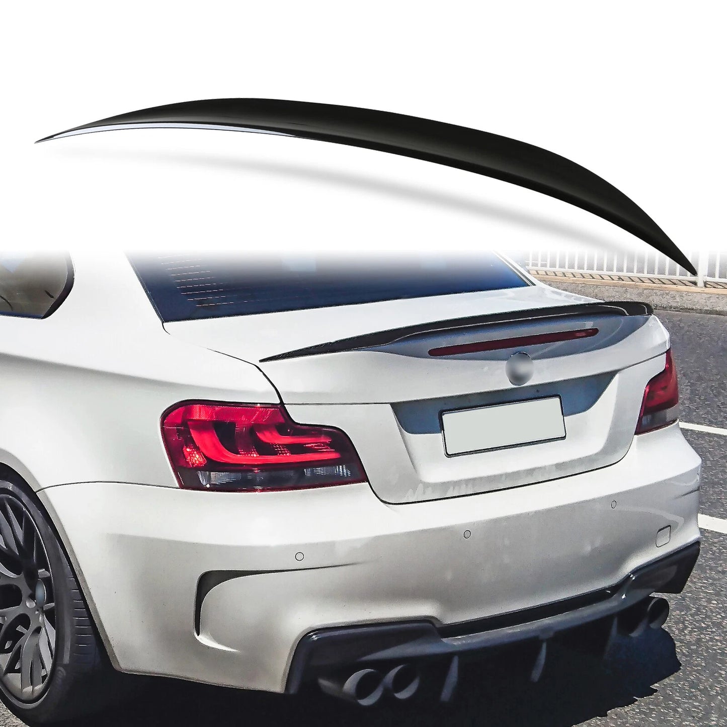 Rear Boot Spoiler for BMW E82 Coupe P Style Black Sapphire (2007-2013)