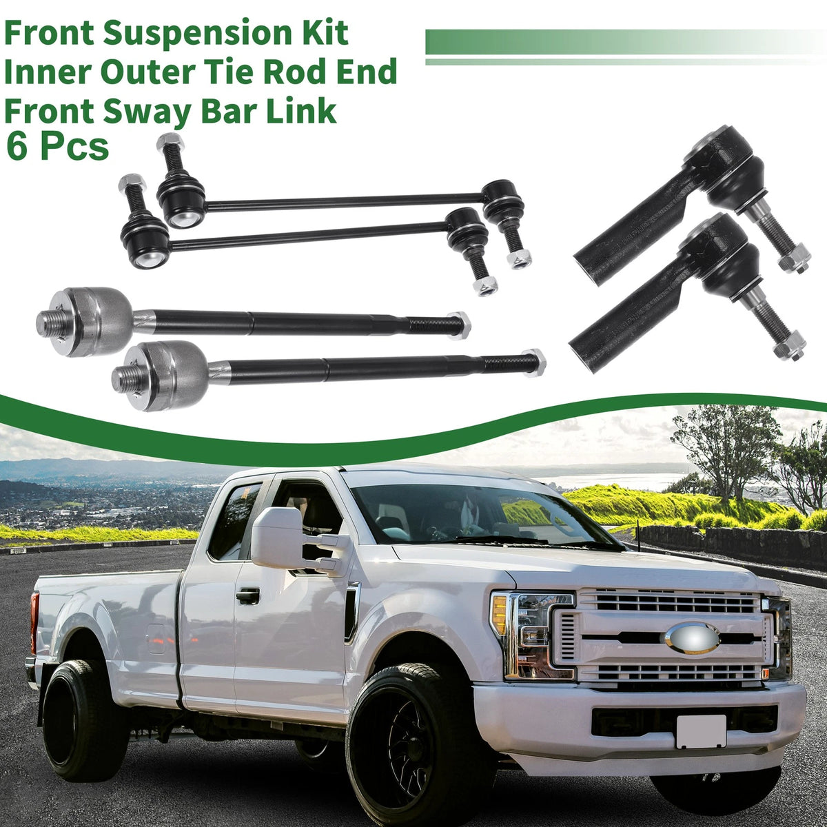 6 x Front Suspension Kit Tie Rod Ends & Sway Bar Links for Ford Mustang (2011-2014)