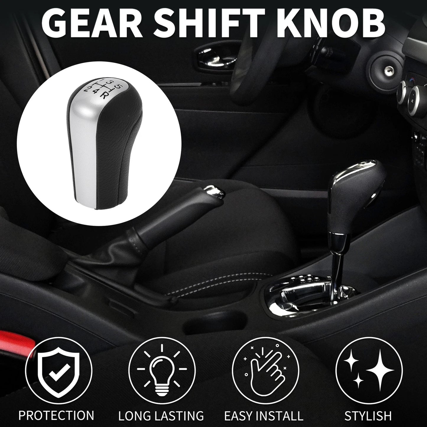 5 Speed Manual Gear Shifter Knob for Toyota Corolla (1992-2013) Black Leather