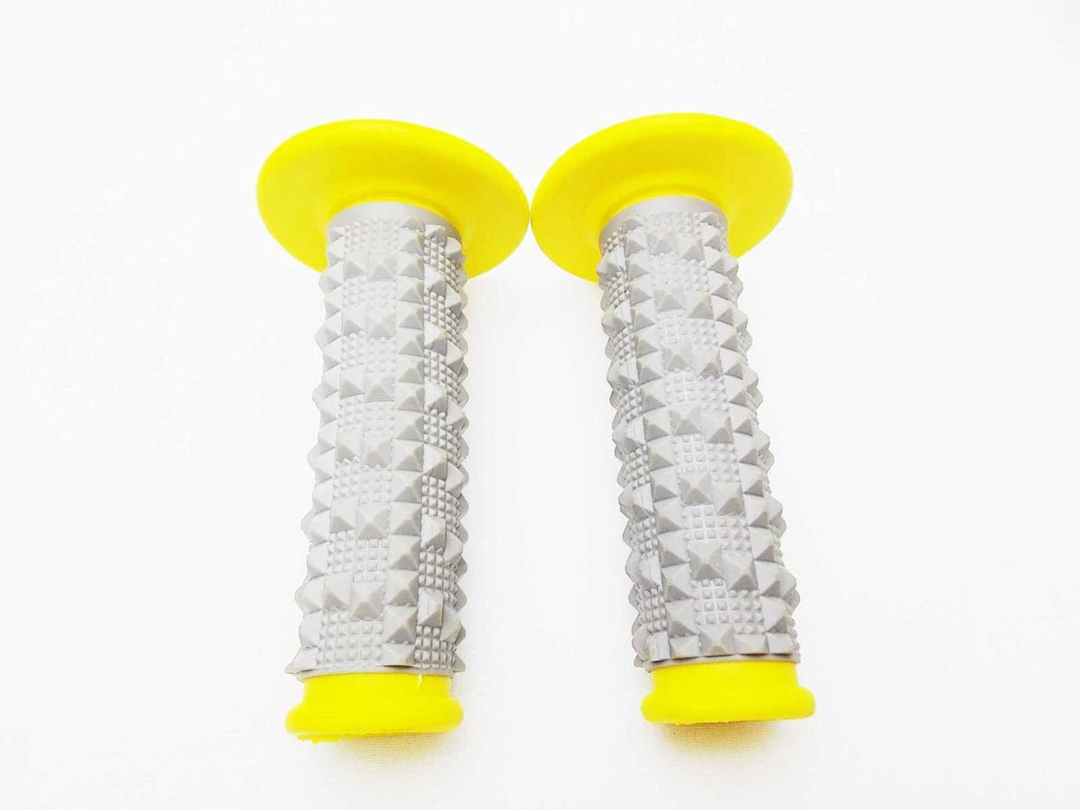 Kawasaki KX500 Forseti Yellow Grey Diamond Handlebar Grip Set