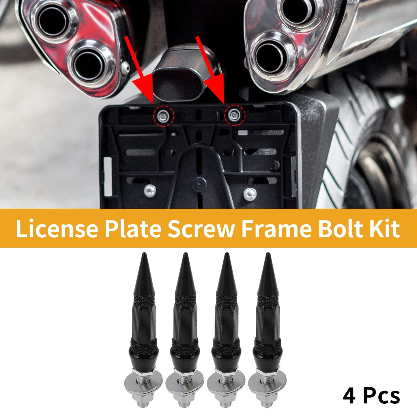 4 Pcs 82mm M6 License Plate Screws Cover Black for Motorcycle