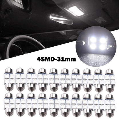 20 x 31mm 4-SMD 5050 LED Festoon Interior Lights for Car (No specific years)