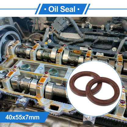 Oil Seal 40x55x7mm Brown 2 Pcs Seal Ring Rotary Shaft Seal FKM Rubber