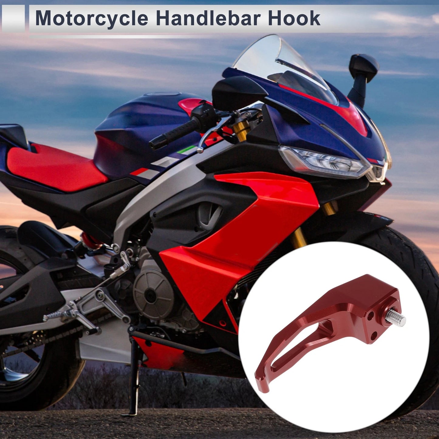 Square Aluminum Alloy Motorcycle Hanging Hook Red 78mm Length