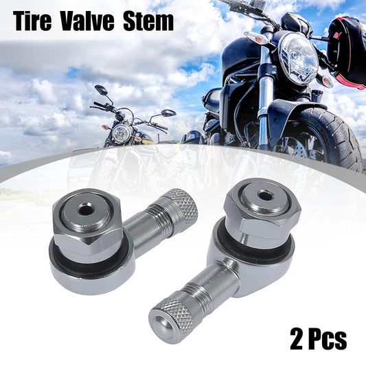 2 x Valve Stem Extenders for Motorcycle Tire Aluminum Alloy 90 Degree Titanium Tone