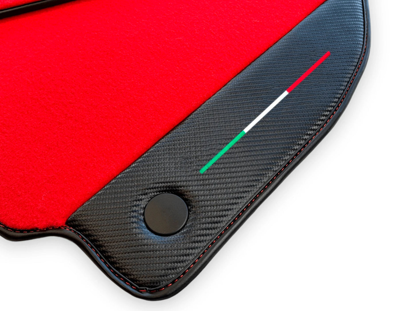 Red Floor Mats for Ferrari 488 Pista Spider Tailored Carpets with Carbon Fiber