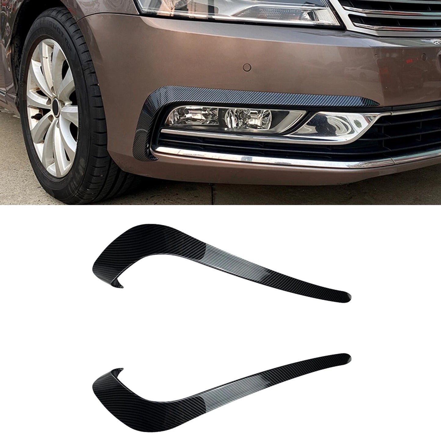 2 x Front Bumper Fog Light Covers for VW Passat B7 (2011-2015)