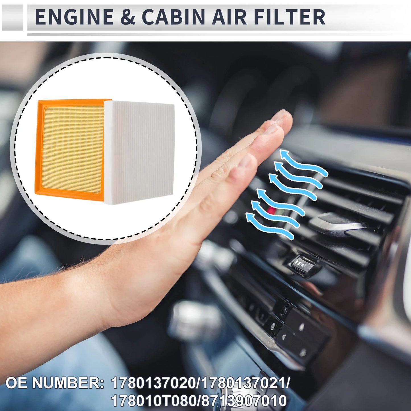 Engine Cabin Air Filter Combo for Toyota Prius (2012-2015) 1 Set