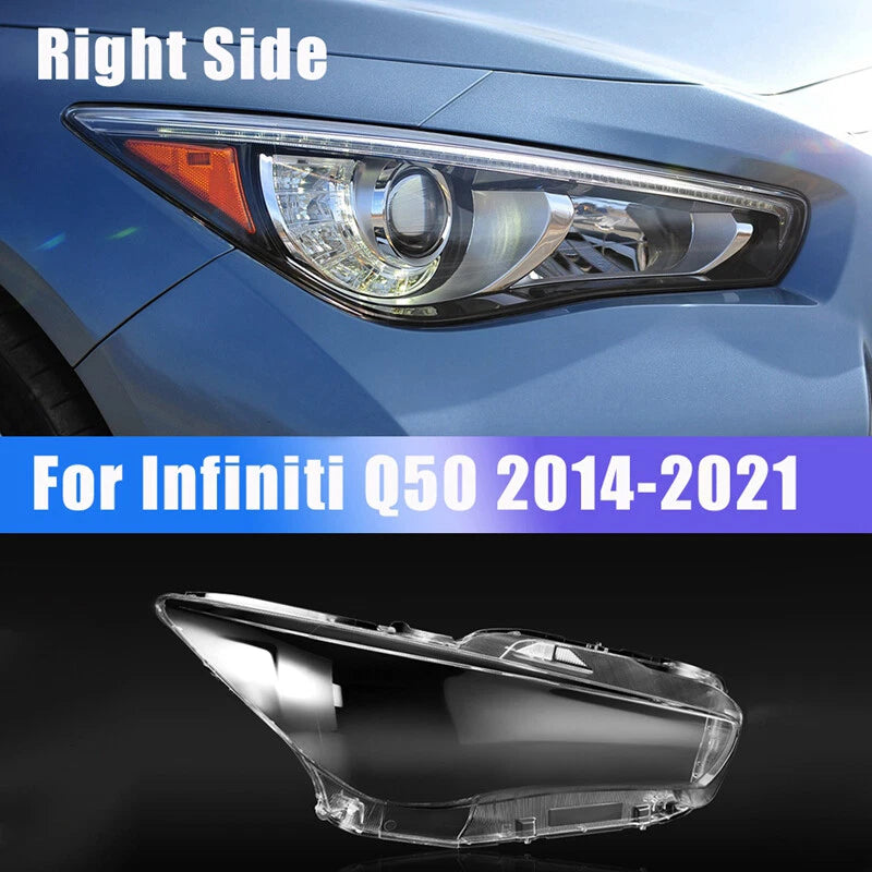 Right Side Headlight Clear Lens Cover for Infiniti Q50 (2014-2021)
