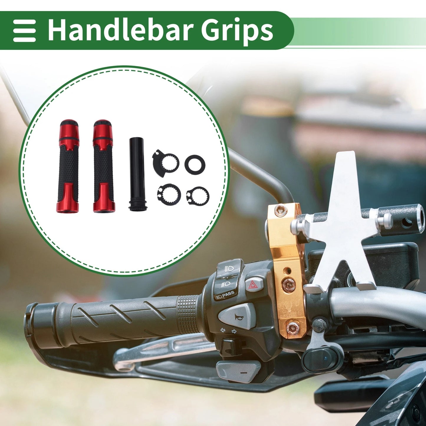 7/8" 22mm Hand Grips Cover Throttle Red Rhombus for Motorcycle