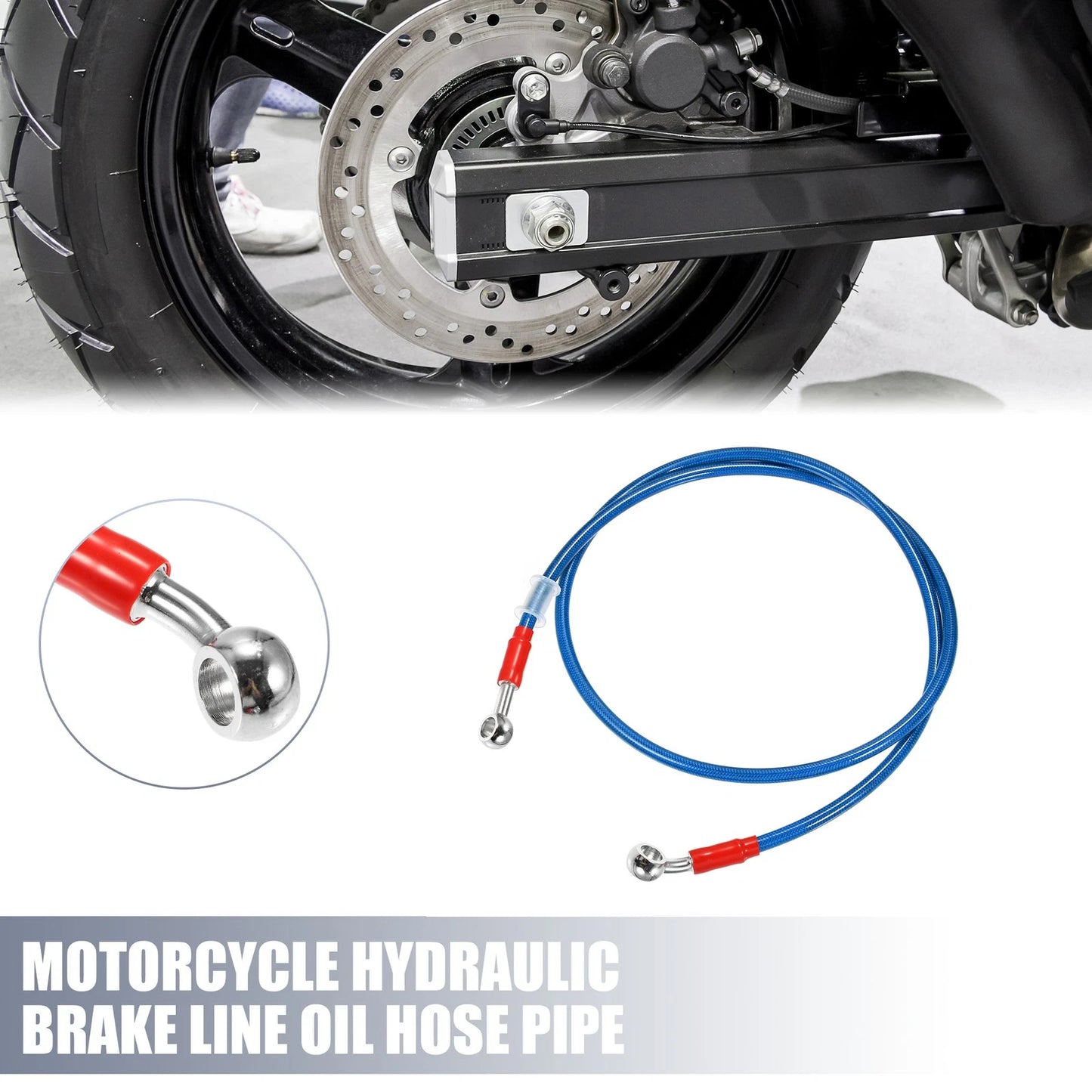120cm 47.24in 10mm Motorcycle Hydraulic Brake Line Hose Pipe 28° 0° Blue