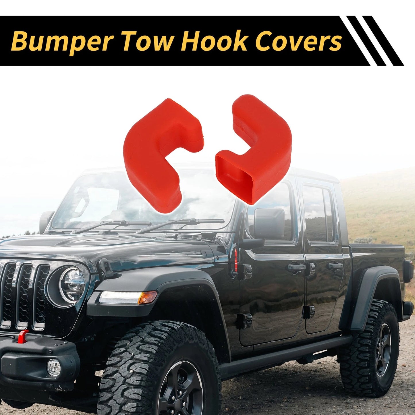 2 x Car Bumper Tow Hook Covers for Jeep Wrangler JK JL Gladiator TJ (2007-2023)