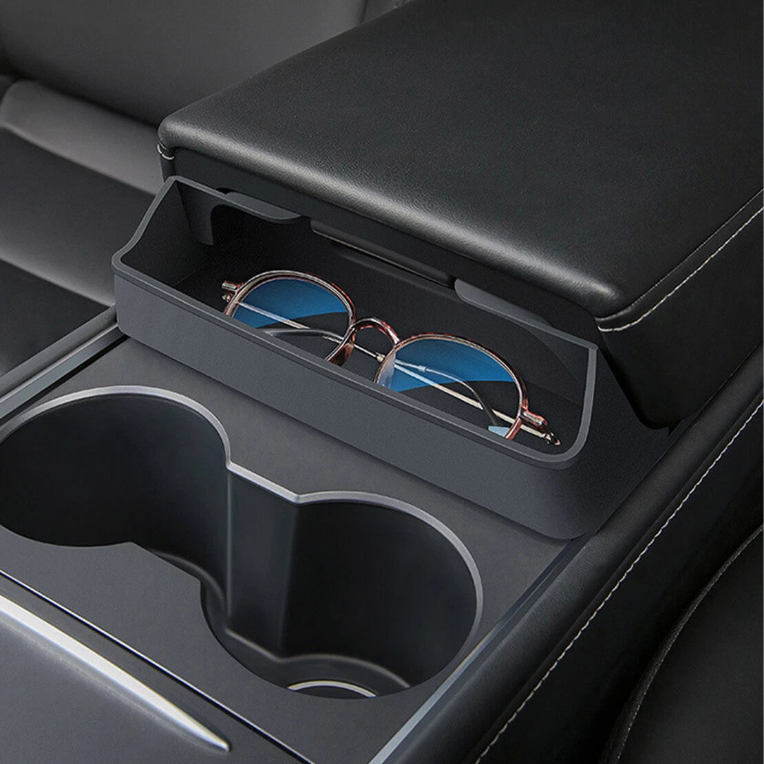 Central Console Armrest Glasses Storage Box for Tesla Model 3 Y (2017-2023)