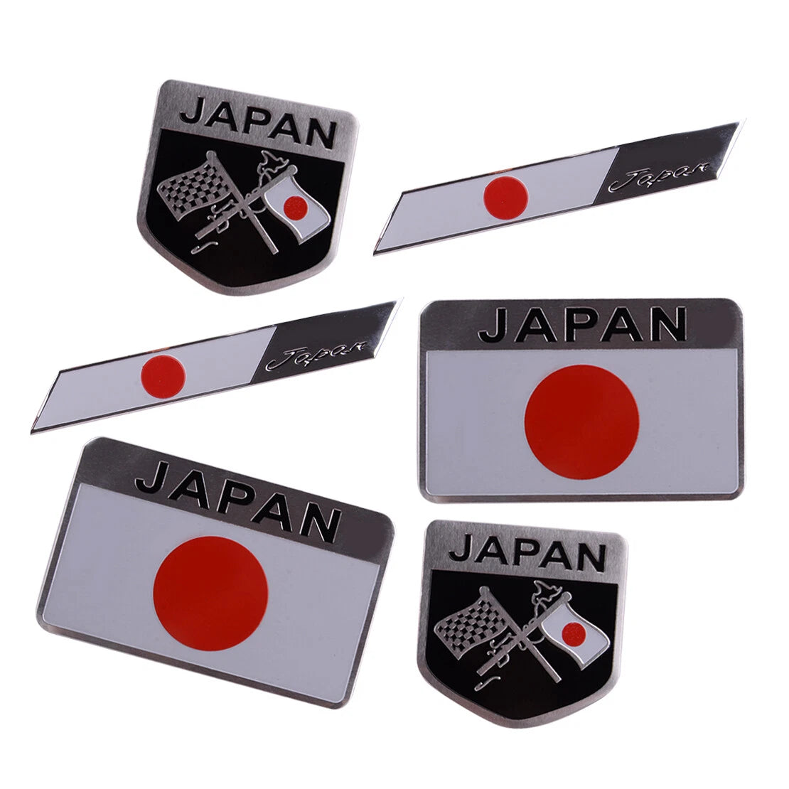 6 x 3D Japan Flag Fender Badge Emblem Decal for Car Trunk