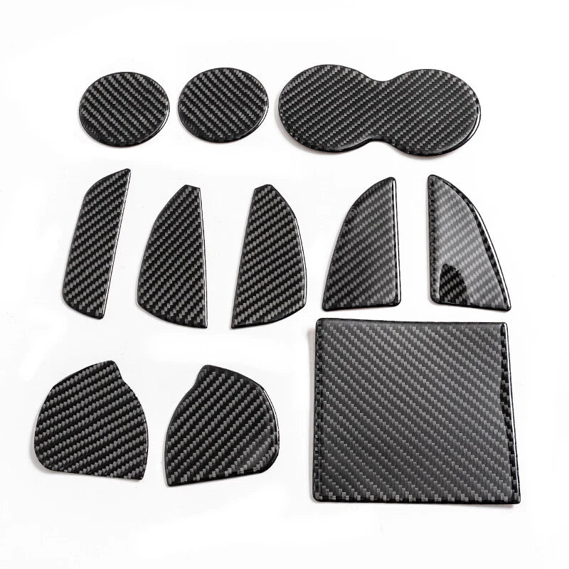 11Pc Carbon Fiber Door Slot Pad Trim Covers for Dodge Challenger (2015-2020)