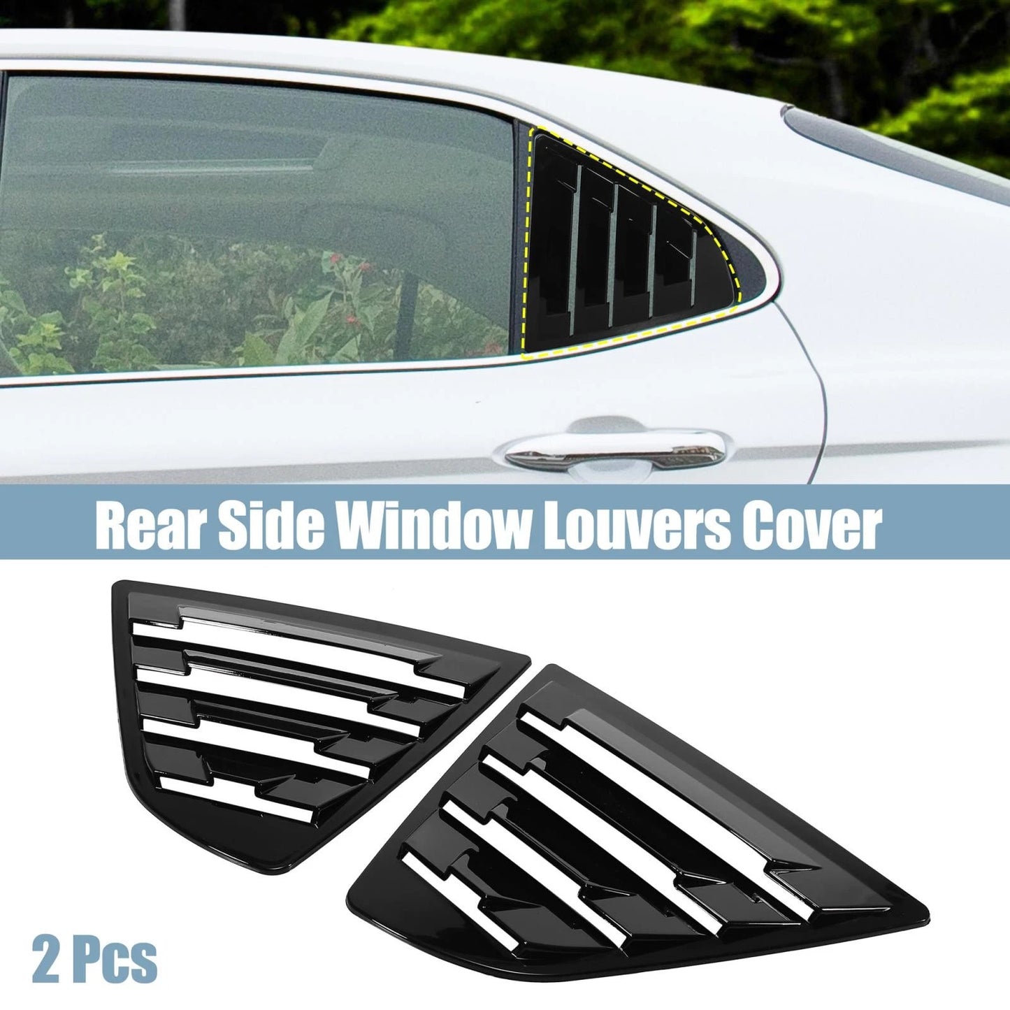 Glossy Black Rear Side Window Louver Covers for Toyota Camry