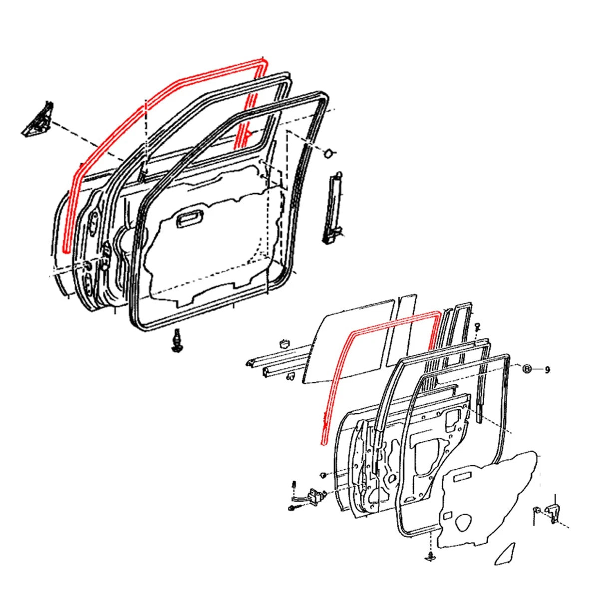 Door Glass Run Channel Set for Toyota Land Cruiser 1990-1997