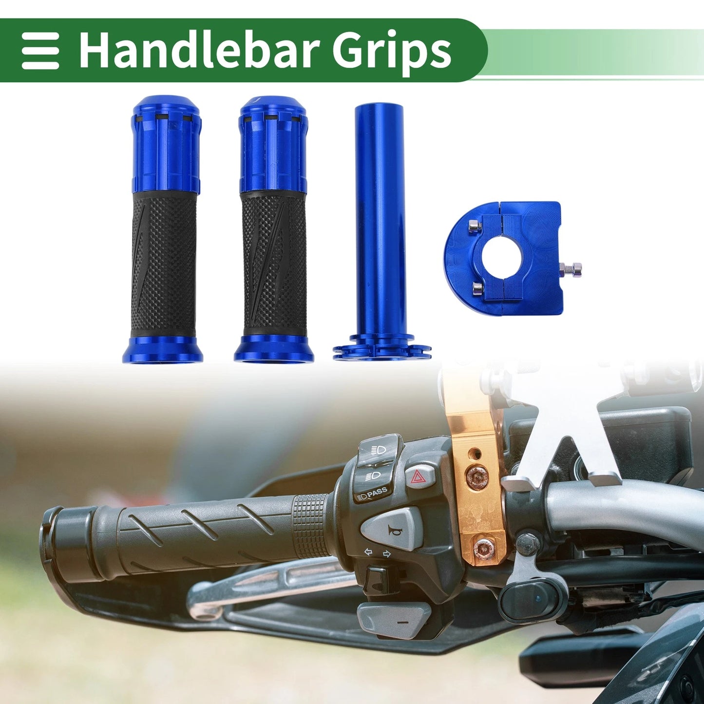 7/8 22mm Hand Grips Rhombus Pattern Blue for Motorcycle