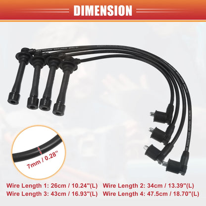 4pcs Spark Plug Wire Ignition Coil Cables for Kia Rio (2001-2005)