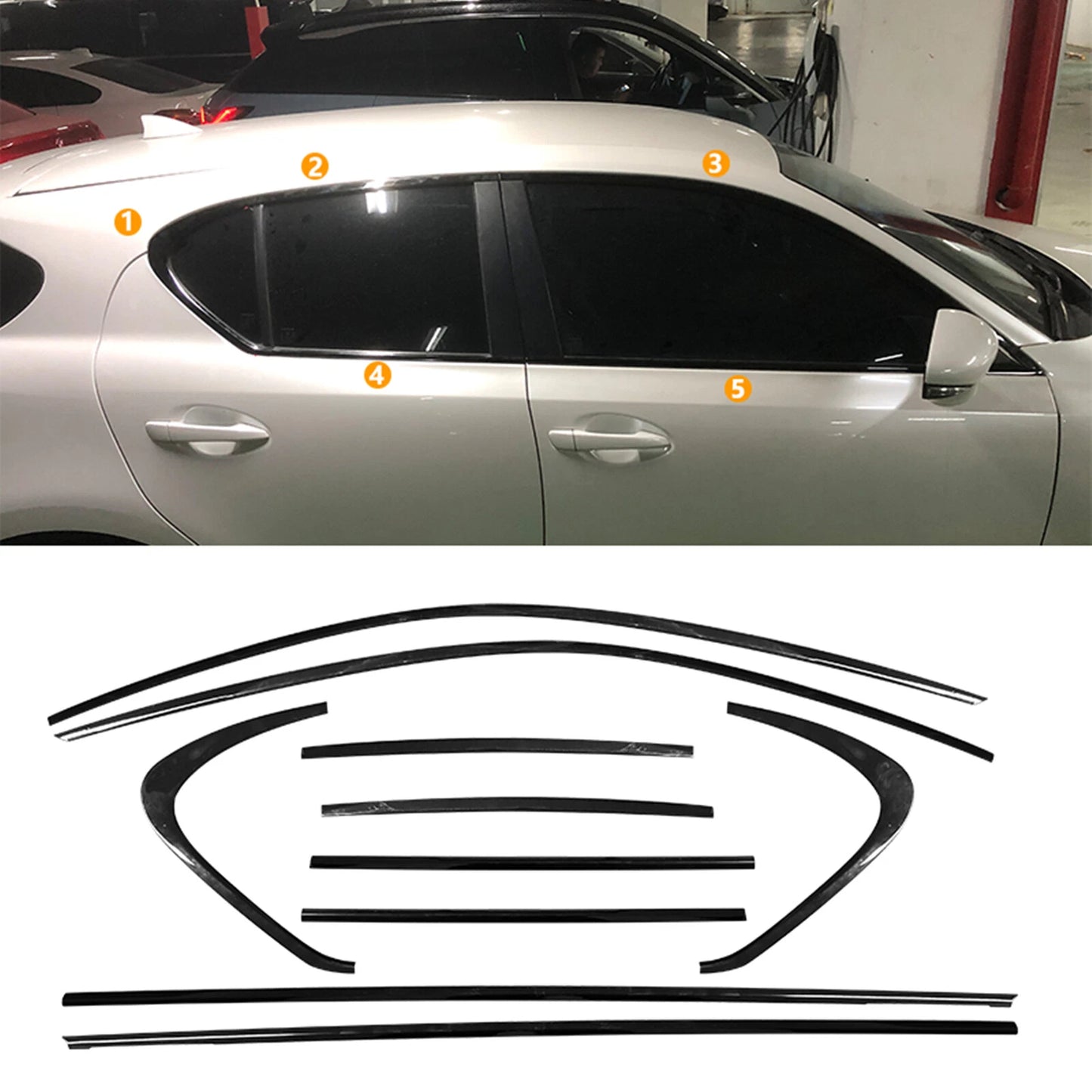 10 x Car Window Moulding Strips for Lexus CT (2012-2022)