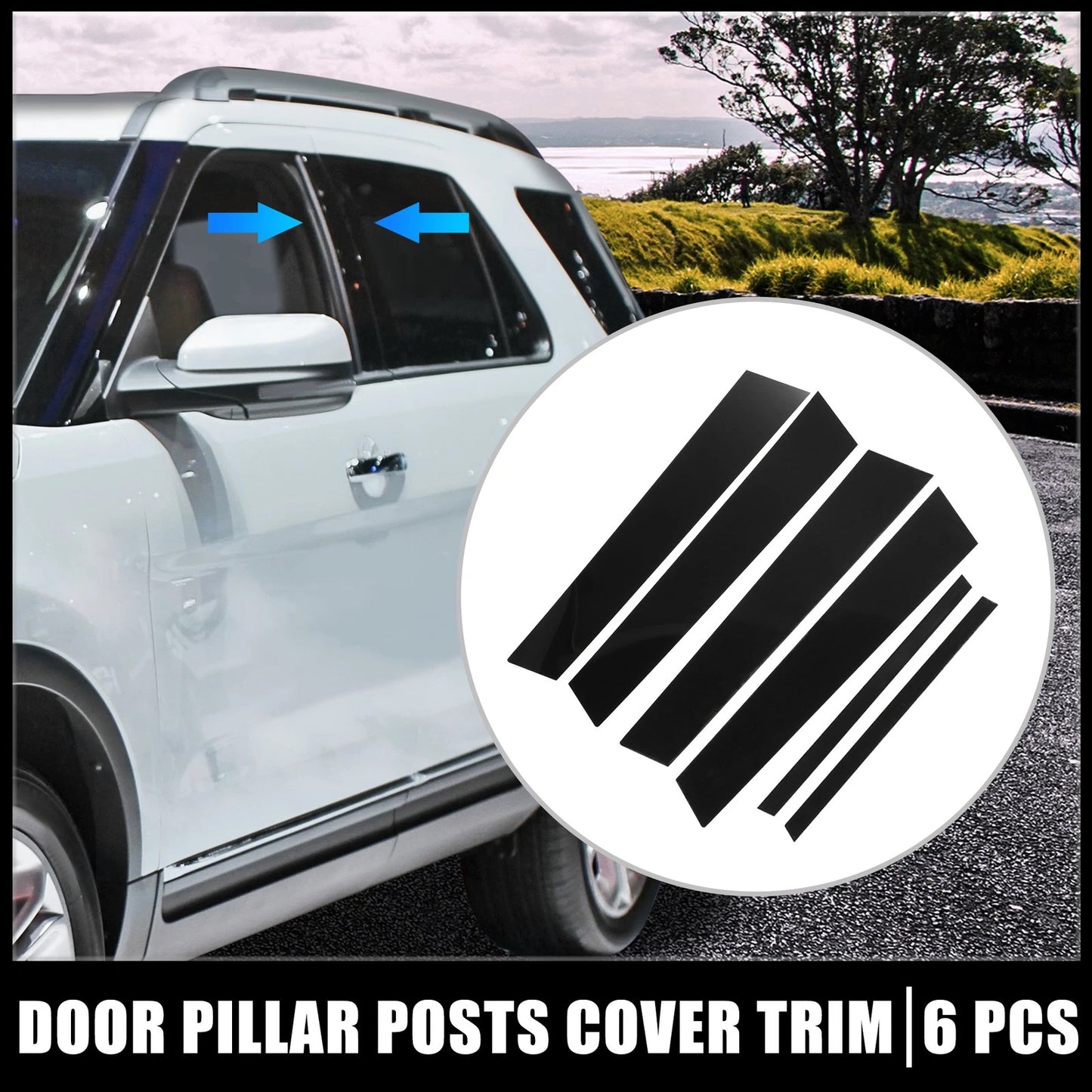 6 x Door Cover Panel Pillar Posts Stickers for Ford Explorer Mountaineer
