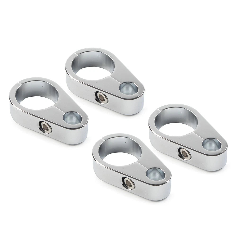 4X Chrome Brake Clutch Cable Wire Clamp Clip for Harley 1" Handlebar