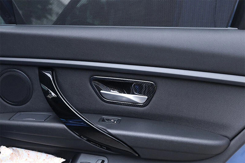 Carbon Fiber Look Interior Door Bowl Cover For BMW 3 4 Series F30 F32 2013-2018