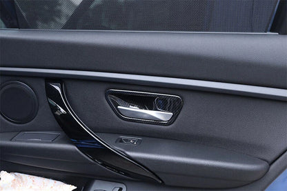 Carbon Fiber Look Interior Door Bowl Cover For BMW 3 4 Series F30 F32 2013-2018