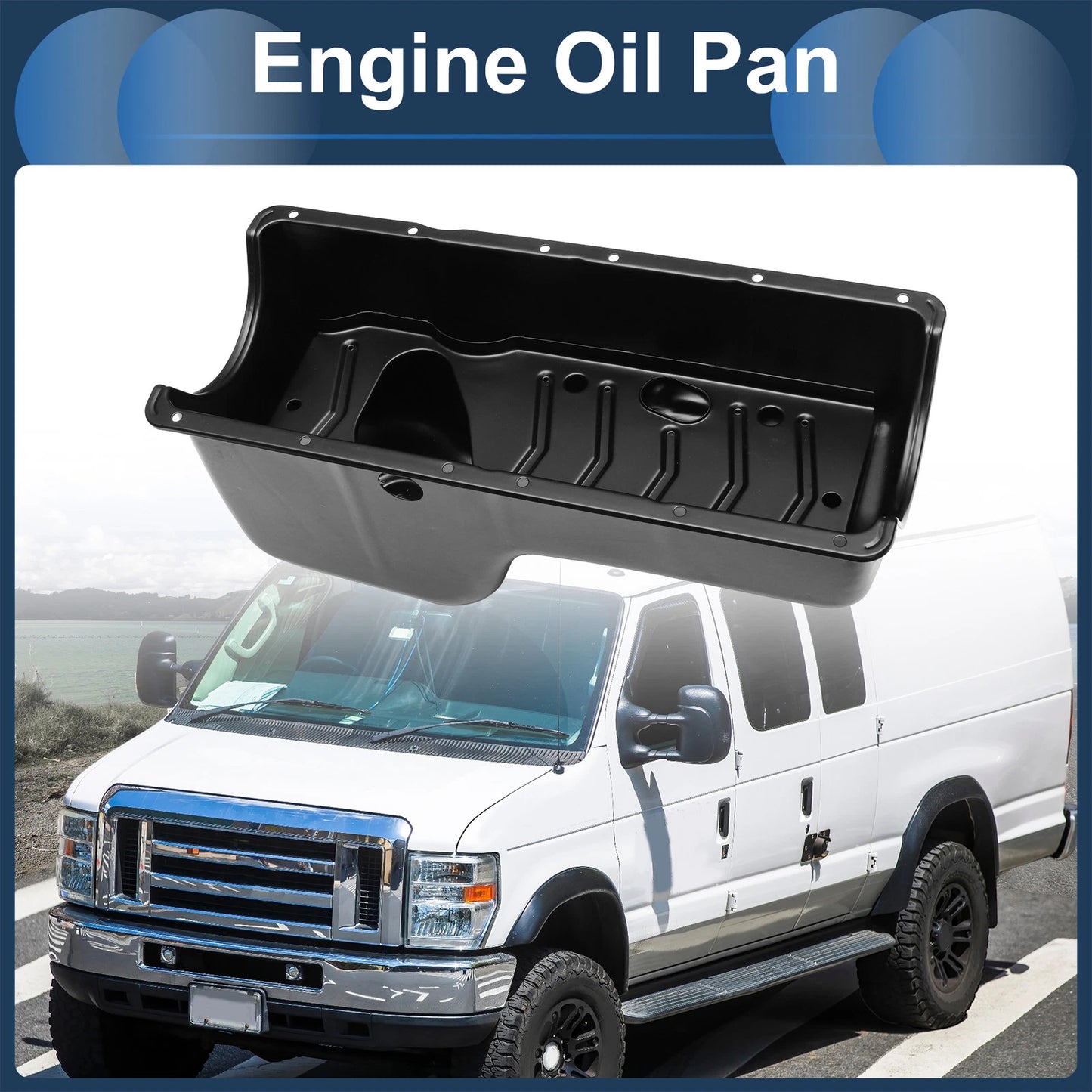 Engine Oil Pan for Ford E350 Econoline 1997-1998 - 1 x Iron Black