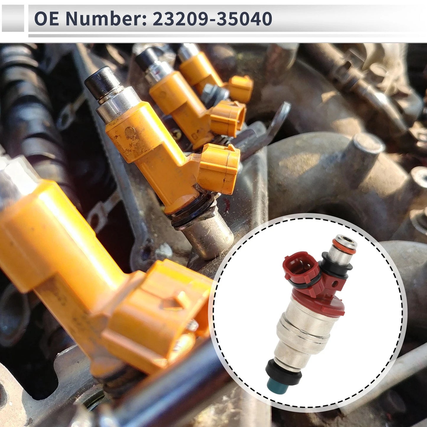 Fuel Injector 1 Pc for Toyota 4Runner SR5 Silver Tone Red