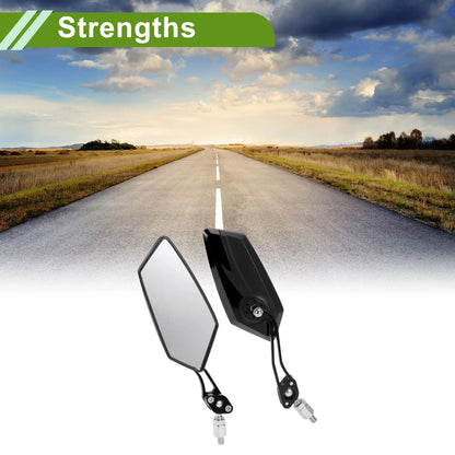 M8/M10 Rear View Mirror Polygonal Shape Black Aluminum for Motorcycle