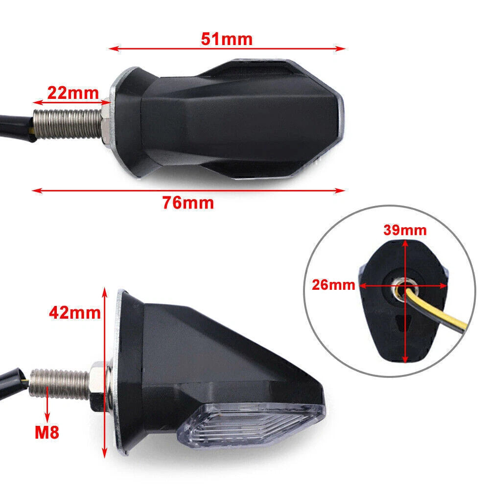 LED Turn Signal Lights for Motorcycle Universal Amber Indicator Lamp