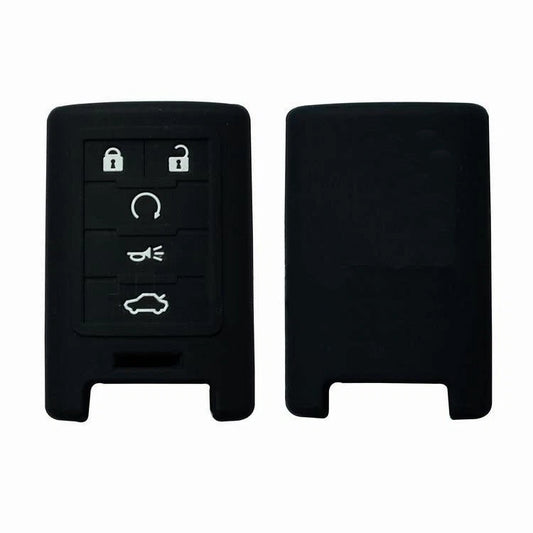 1Pc Black Silicone 5 Buttons Key Cover Chain Case For Cadillac ATS CTS XTS SRX