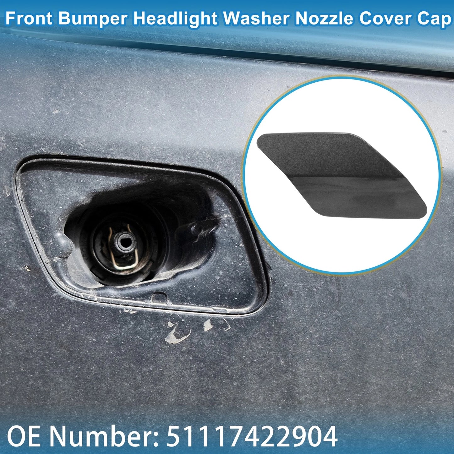 Front Right Washer Nozzle Cover for BMW X6 2015-2019 (2 x Gray Caps)