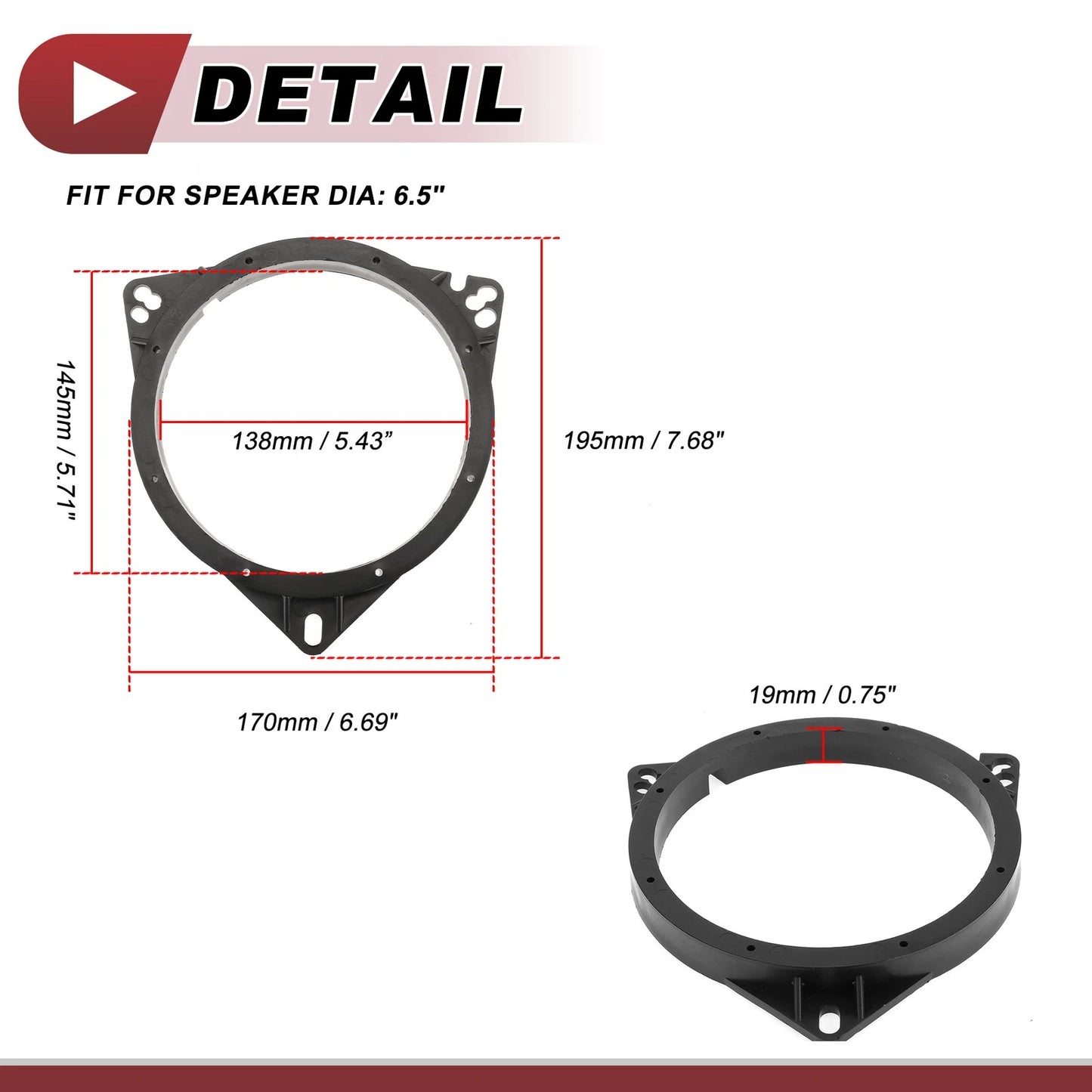 Speaker Spacer Rings for Nissan Murano (2003-2019) 6.5" Adaptor