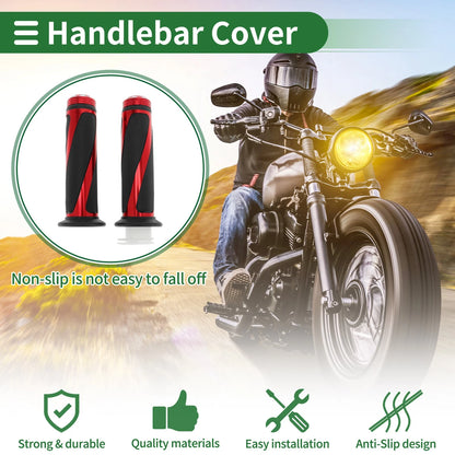 7/8" 22mm Hand Grips Cover Kit Handlebar Red for Motorcycle