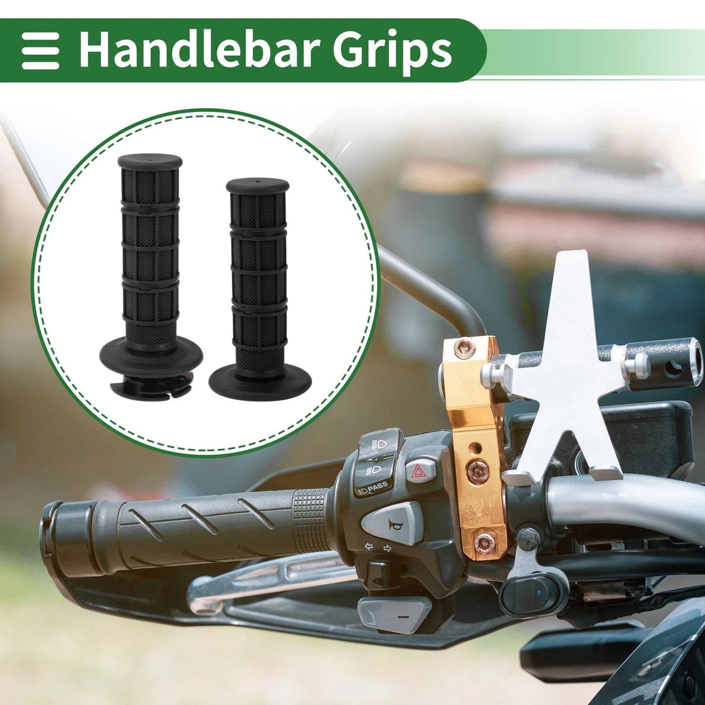 7/8" 22mm Hand Grips Black for Motorcycle