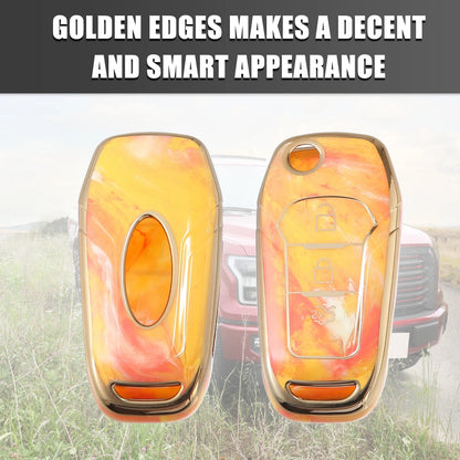 Key Fob Remote Control Cover 3 Button TPU Shell Orange for Ford F150 (2015-2018)