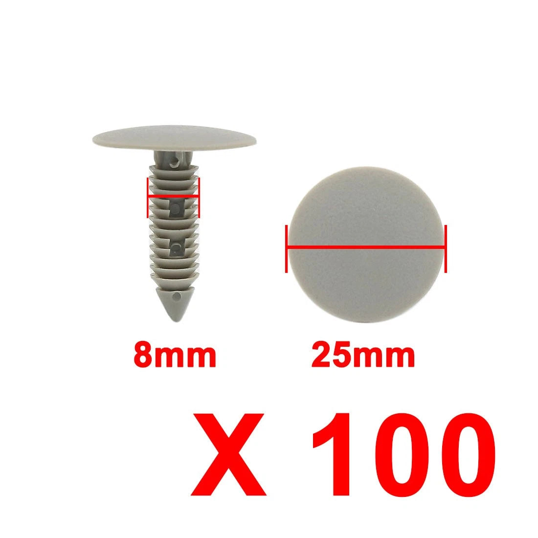100pcs Gray Plastic Push Type Fasteners Clips for Honda