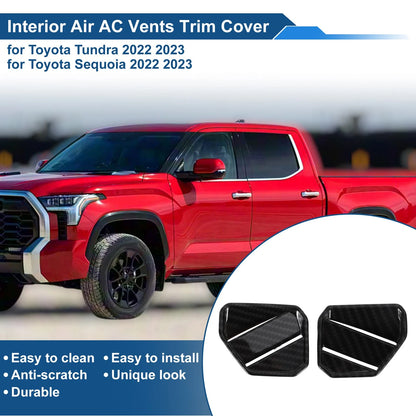 Air Condition Outlet Vent Trim Cover Frame Carbon Fiber Black for Toyota Tundra