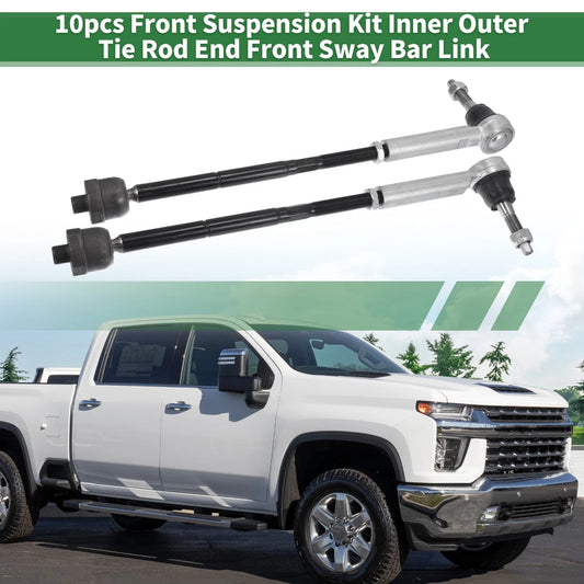 10pcs Front Suspension Kit Tie Rod End Sway Bar Link for Chevrolet Suburban
