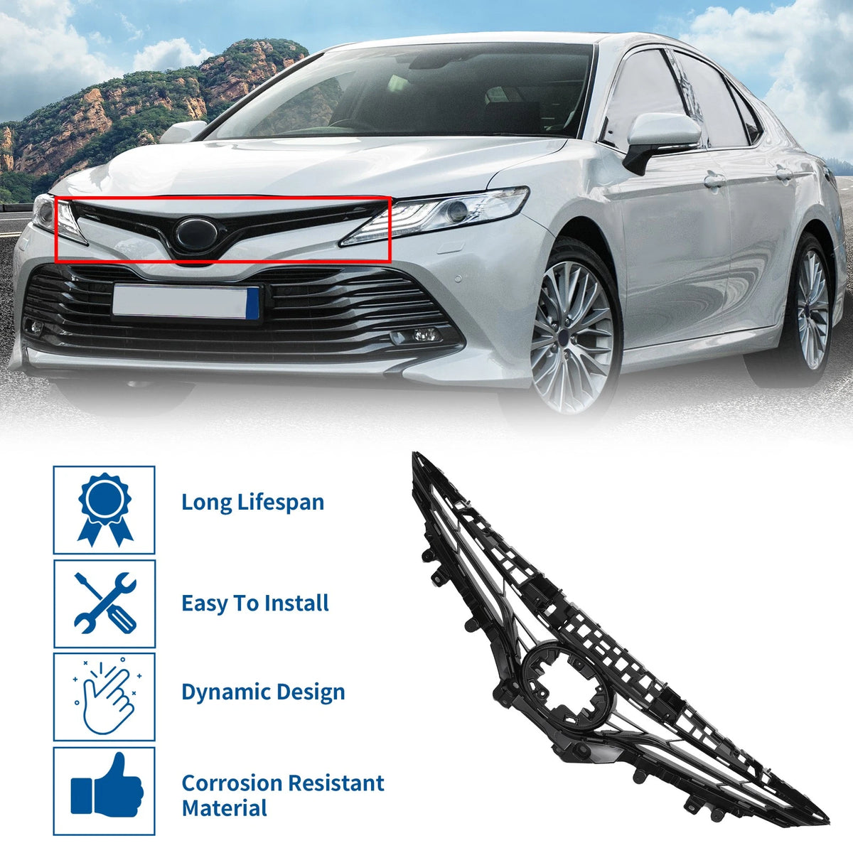 Front Hood Bumper Grille for Toyota Camry LE (2018-2023)