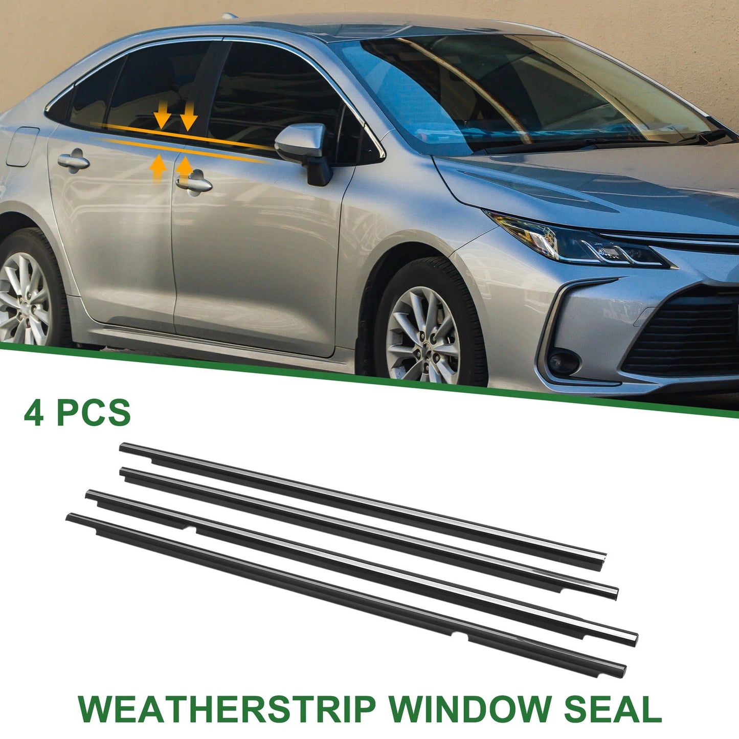 4pcs Weatherstrip Window Seal for Toyota Corolla (2005–2007)