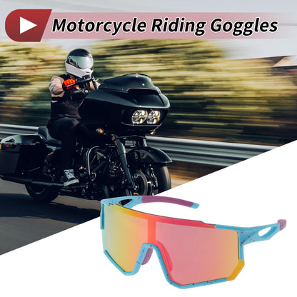 Riding Goggles Colorful Lens Blue Red Frame UV400 for Motorcycle
