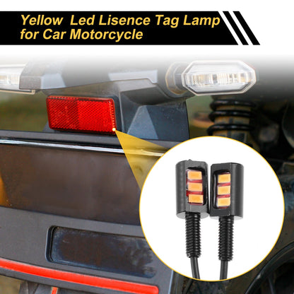2 x License Plate Light 12V LED Tag Lamp for Motorcycle Yellow Universal