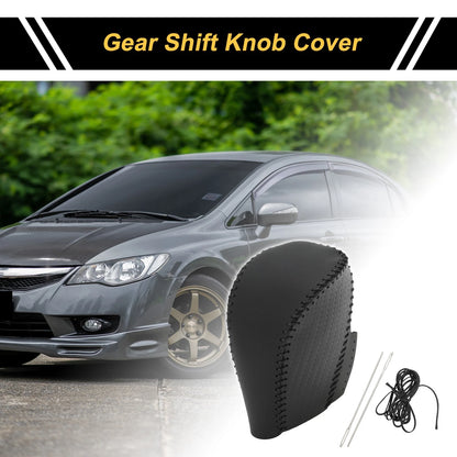 Car Gear Shift Knob Cover for Honda Civic 2016-2021 Black Faux Leather
