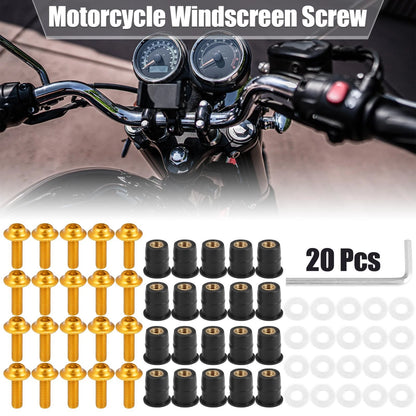 20 x M5 5mm Windscreen Screws Fairing Windscreen Screws Gold Tone for Motorcycle